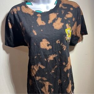 Rue 21 Black Brown Tie Dye SpongeBob T Shirt Crop Top